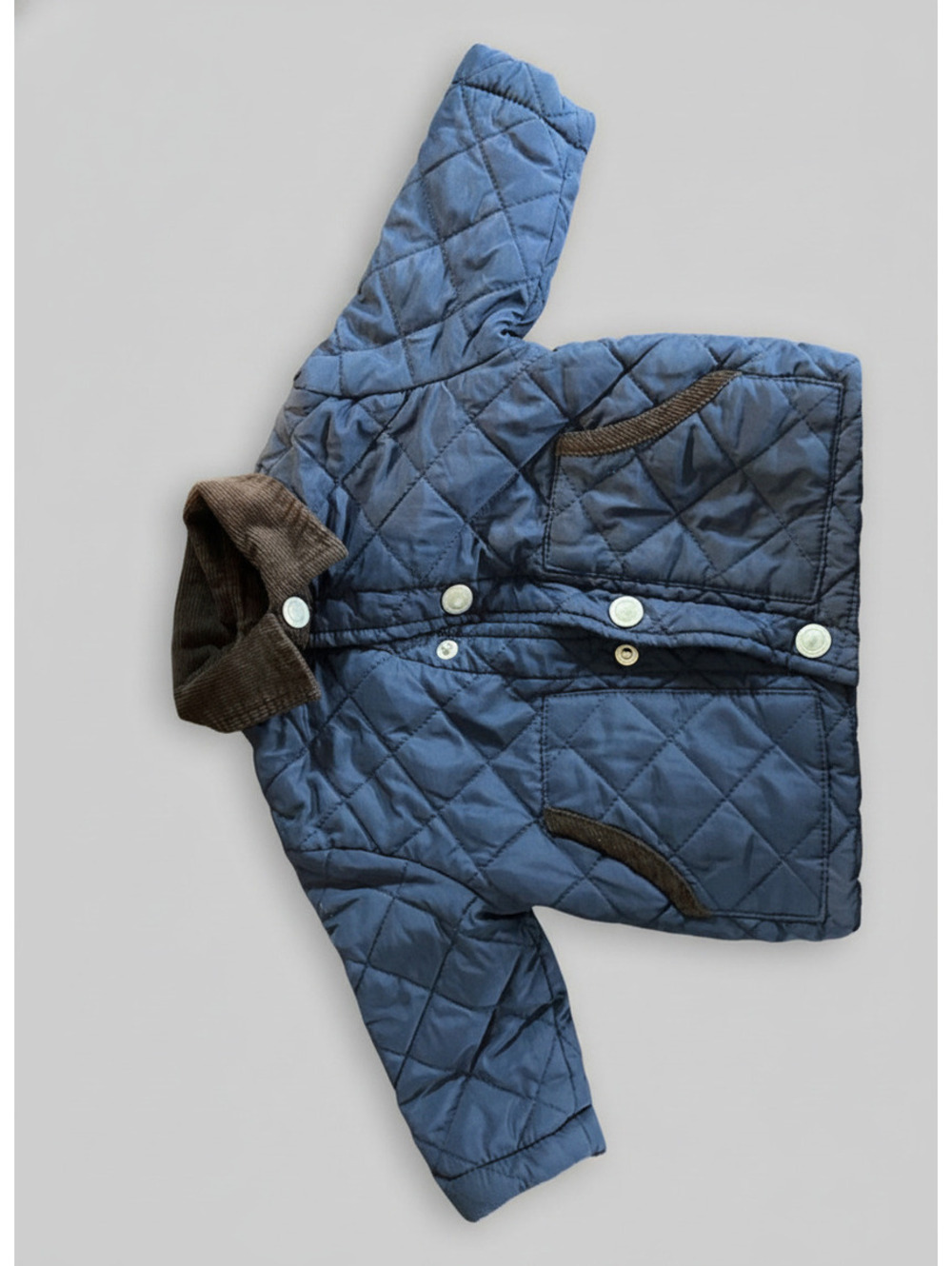Baby Boy Quilted Jacket 0–3 M Navy Blue Corduroy Collar Coat